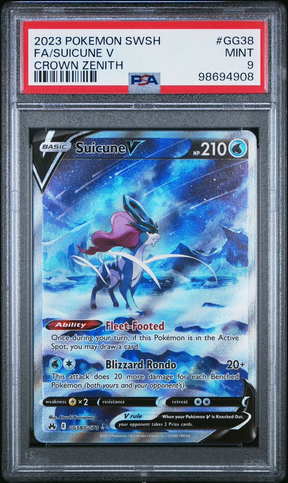 Suicune V trading card