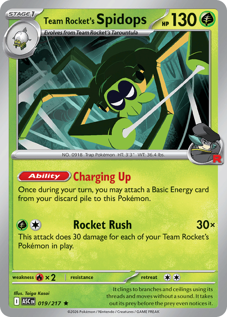 Team Rocket's Spidops trading card