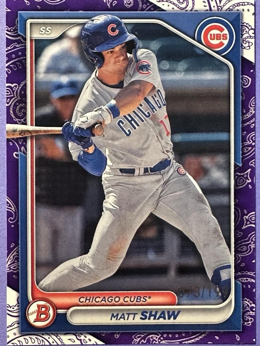 Matt Shaw 2024 bowman Prospects Baseball Purple Pattern