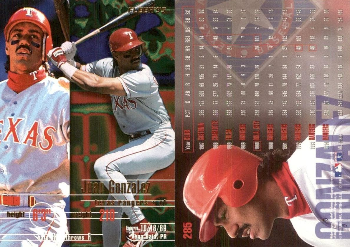 Juan Gonzalez 1995 fleer Fleer
