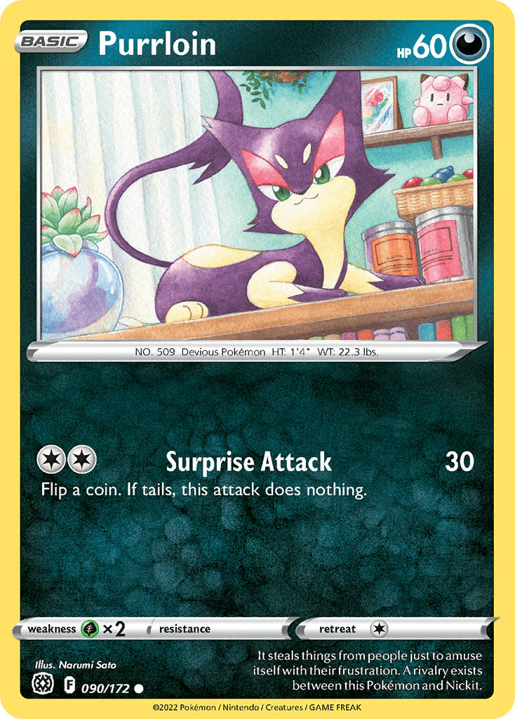Purrloin 2022 Pokemon Brilliant Stars Reverse Holo