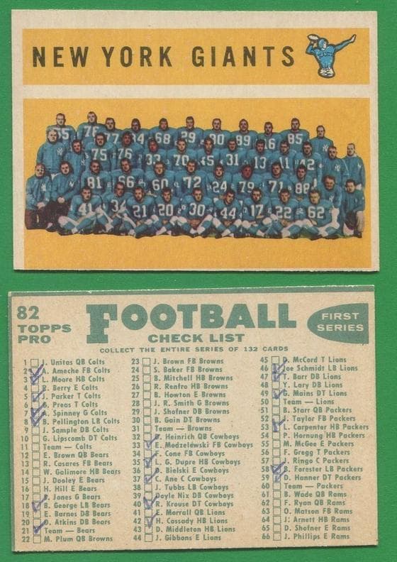 New York Giants 1960 topps Topps