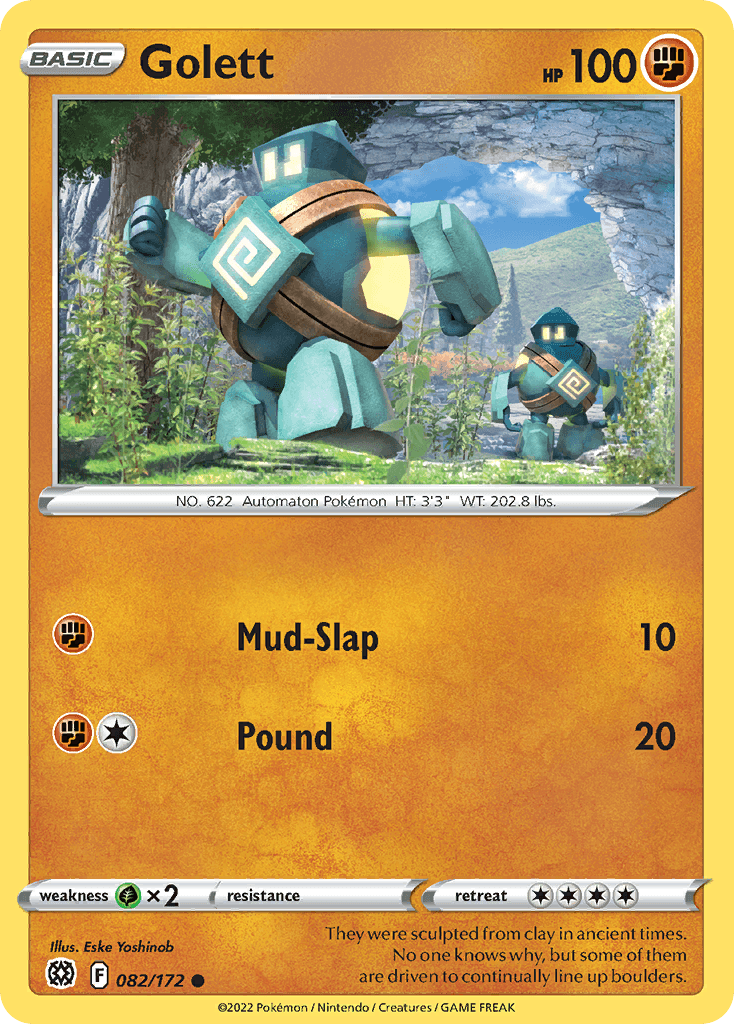 Golett 2022 Pokemon Brilliant Stars Reverse Holo