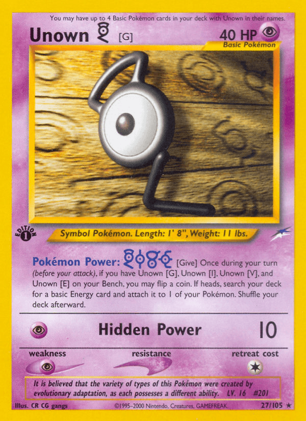 Unown G 2002 Pokemon