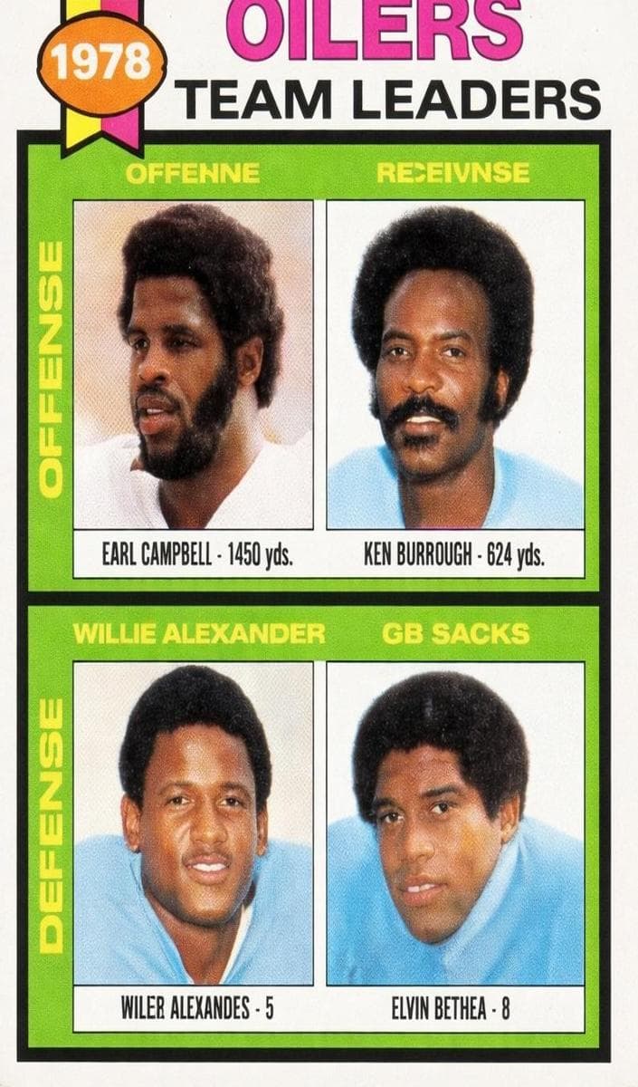Oilers Team Leaders / Checklist (Earl Campbell / Ken Burrough / Willie Alexander / Elvin Bethea) #301