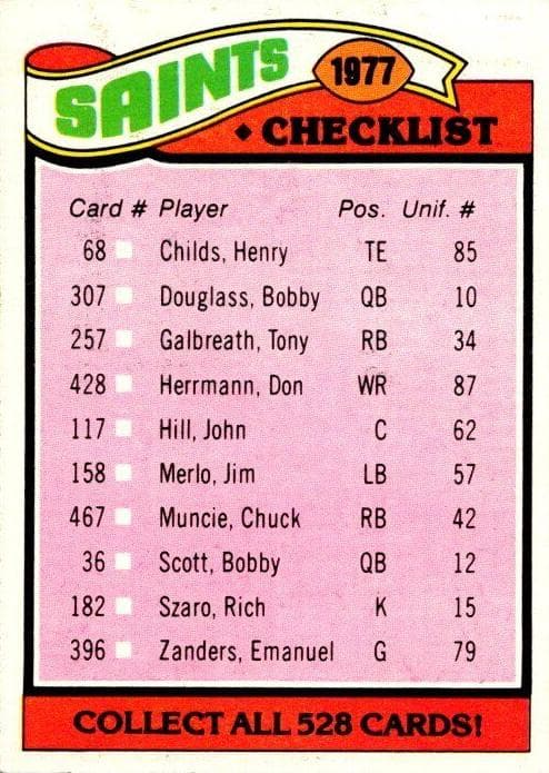 Saints Checklist/Leaders #217