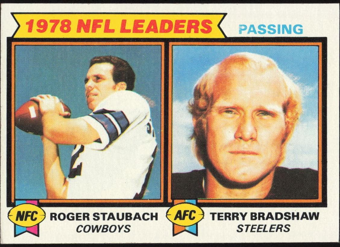 1978 NFL Leaders: Passing (Roger Staubach / Terry Bradshaw) 1979 topps