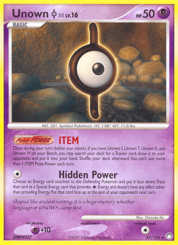 Unown I 2007 Pokemon Mysterious Treasures