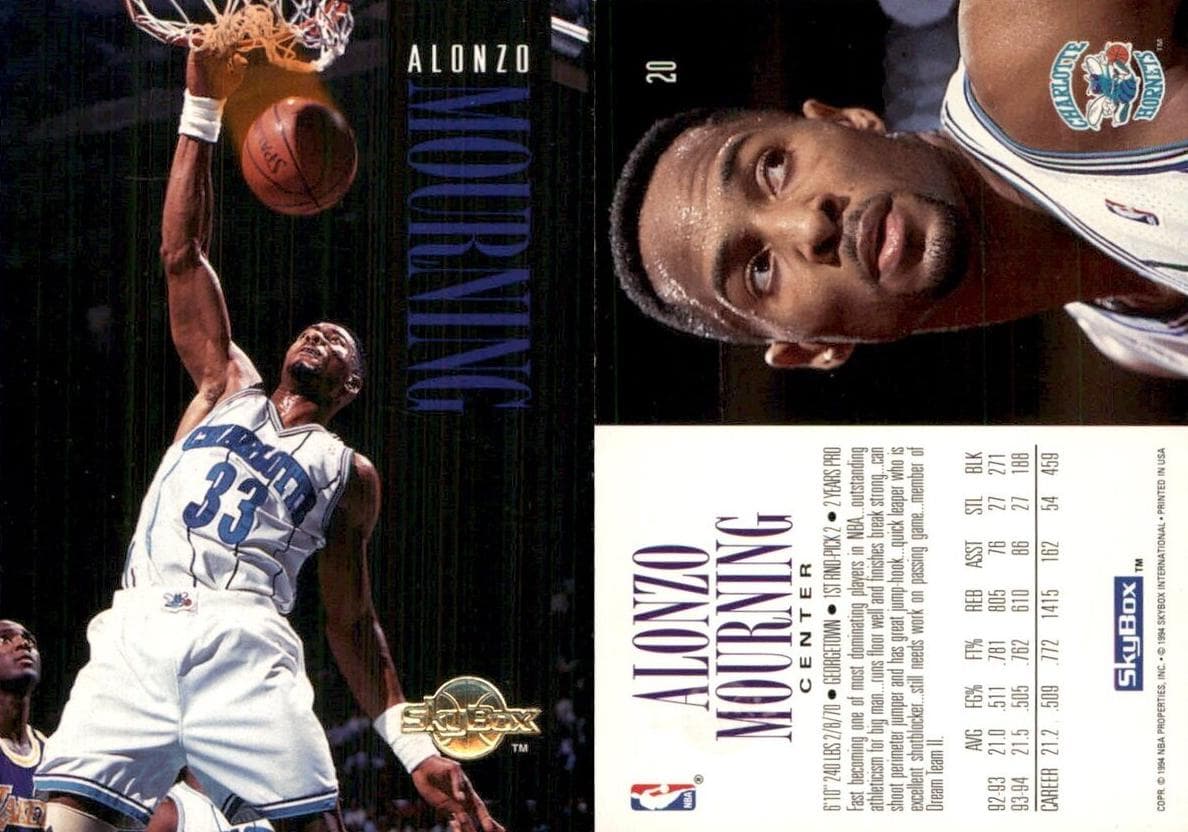 Alonzo Mourning 1994 fleer SkyBox Premium