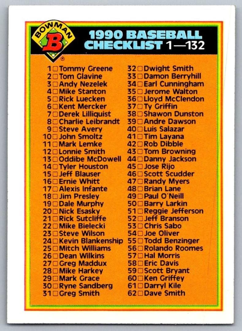 Checklist 1990 bowman