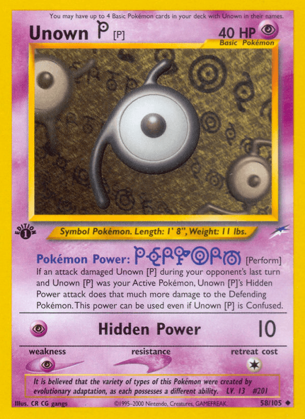 Unown P 2002 Pokemon Neo Destiny 1st Edition
