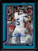 Elic Ayomanor 2025 topps Topps Chrome Rookie Autographs - Green Geometric Refractor