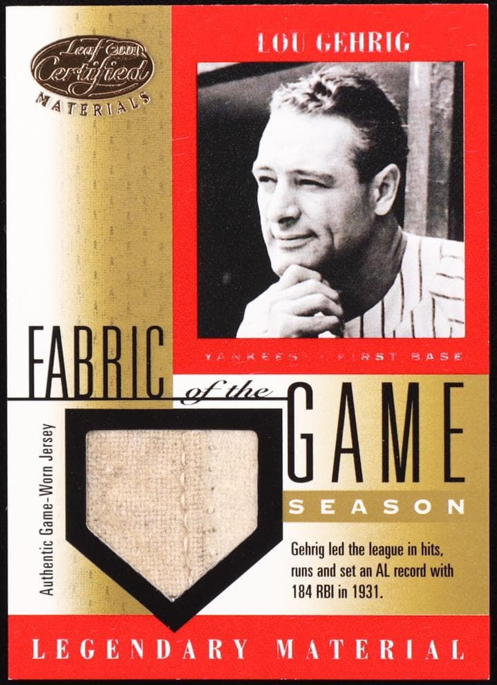 Lou Gehrig 2001 leaf Leaf Certified Materials