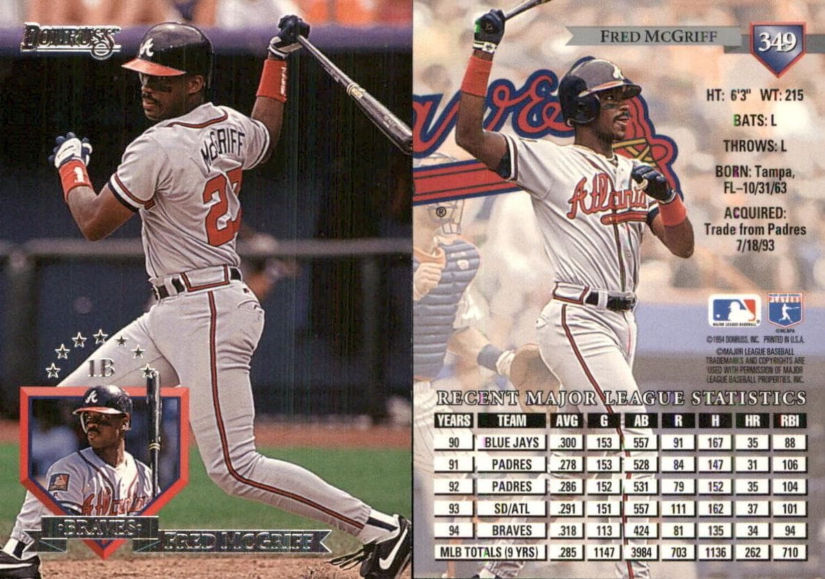 Fred McGriff 1995 panini Donruss