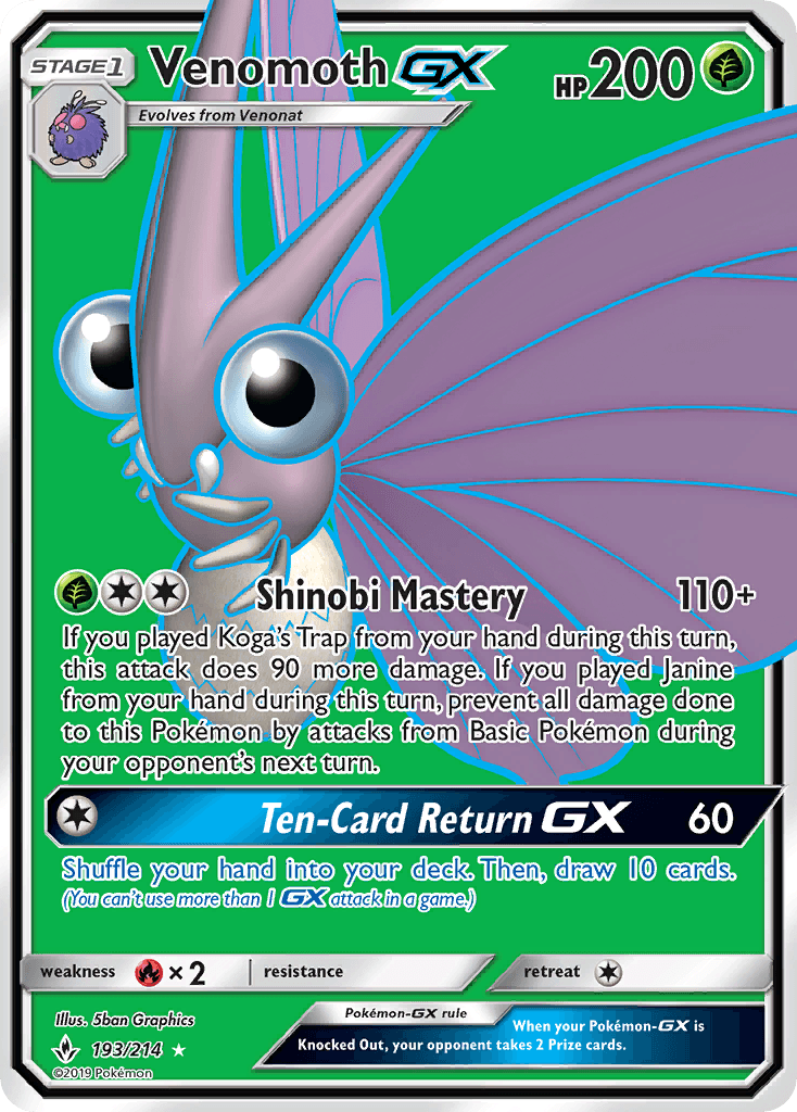 Venomoth GX 2019 Pokemon Unbroken Bonds