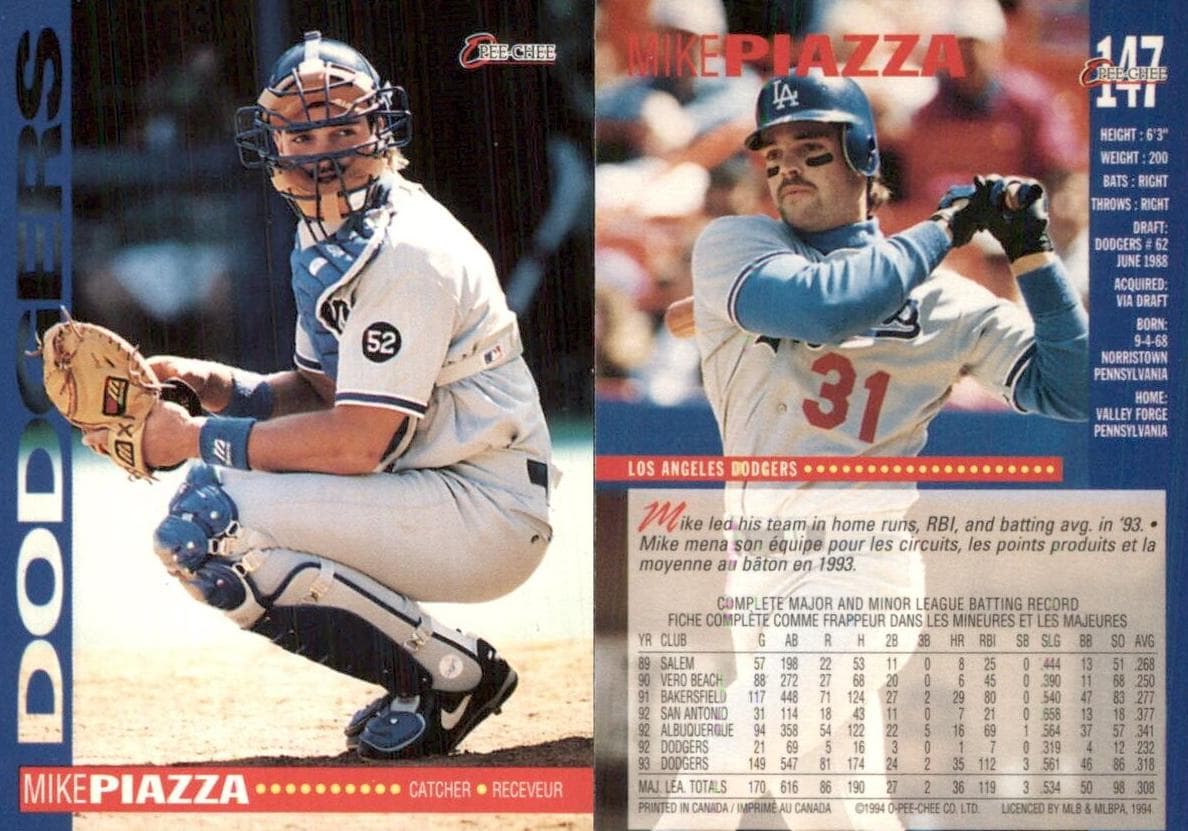 Mike Piazza 1994 topps O-Pee-Chee