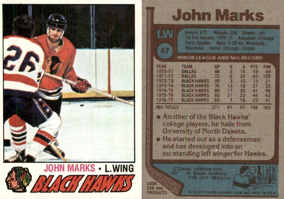 John Marks 1977 topps Topps