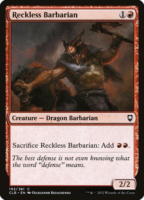 Reckless Barbarian 2022 Magic: The Gathering Commander Legends: Battle for Baldur's Gate