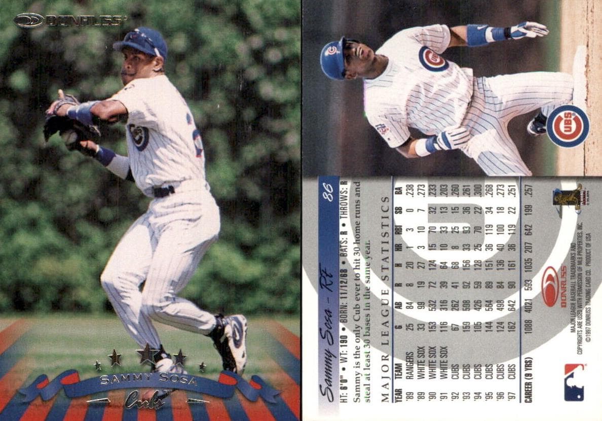 Sammy Sosa 1998 panini Donruss Collections
