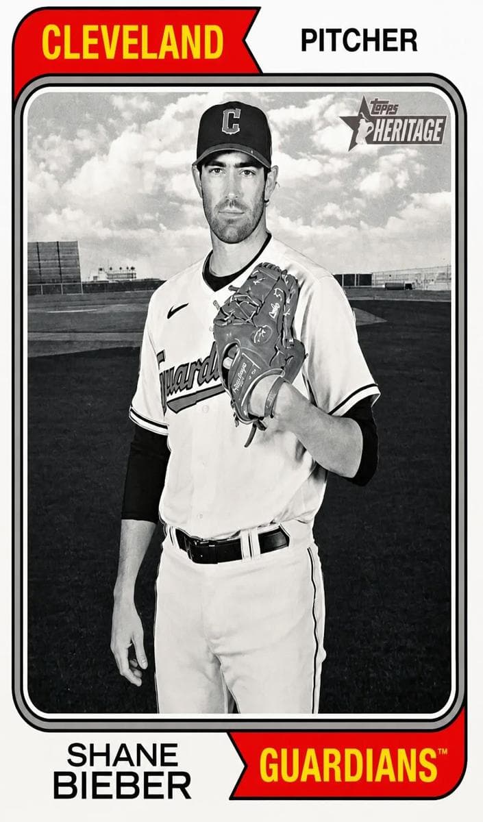 Shane Bieber 2023 topps Topps Heritage