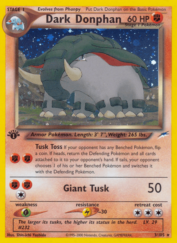 Dark Donphan 2002 Pokemon Neo Destiny 1st Edition