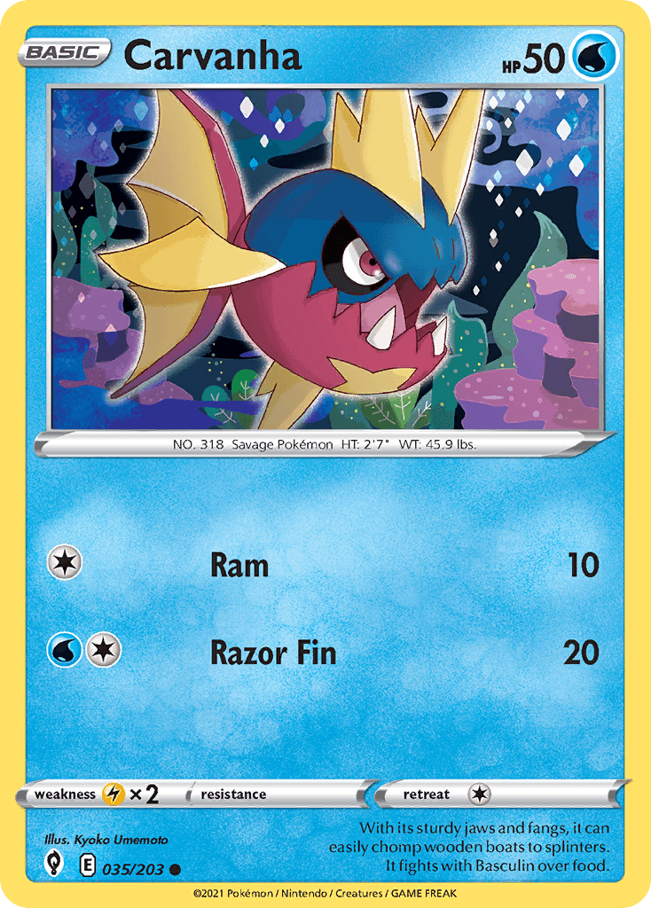 Carvanha 2021 Pokemon Evolving Skies