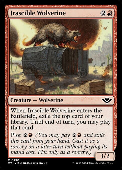 Irascible Wolverine 2024 Magic: The Gathering Outlaws of Thunder Junction