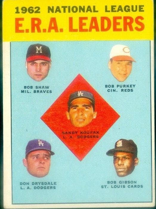1962 National League E.R.A. Leaders (Sandy Koufax / Bob Shaw / Bob Purkey / Don Drysdale / Bob Gibson) #5