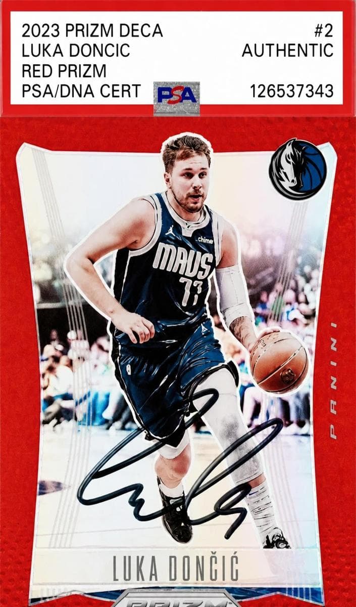 Luka Doncic 2023 panini Prizm Deca Signatures Basketball Green Shimmer Fotl