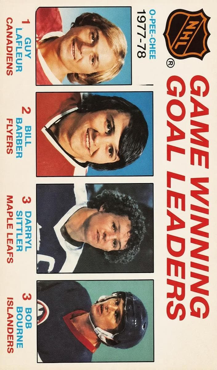1977-78 Game Winning Goals Leaders (Guy Lafleur / Bill Barber / Darryl Sittler / Bob Bourne) #69