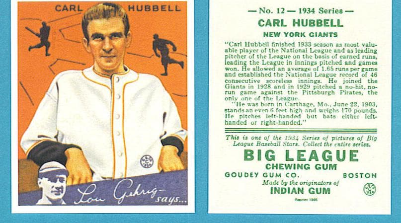 Carl Hubbell 1934 unknown Goudey