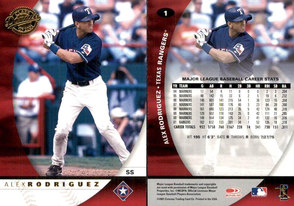 Alex Rodriguez 2001 panini