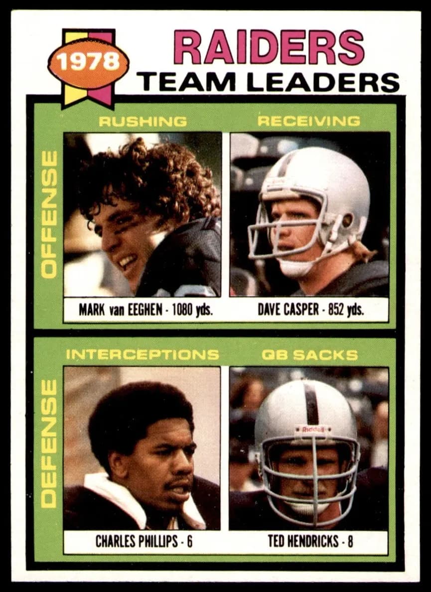 Raiders Team Leaders / Checklist (Mark van Eeghen / Dave Casper / Charles Phillips / Ted Hendricks) #169