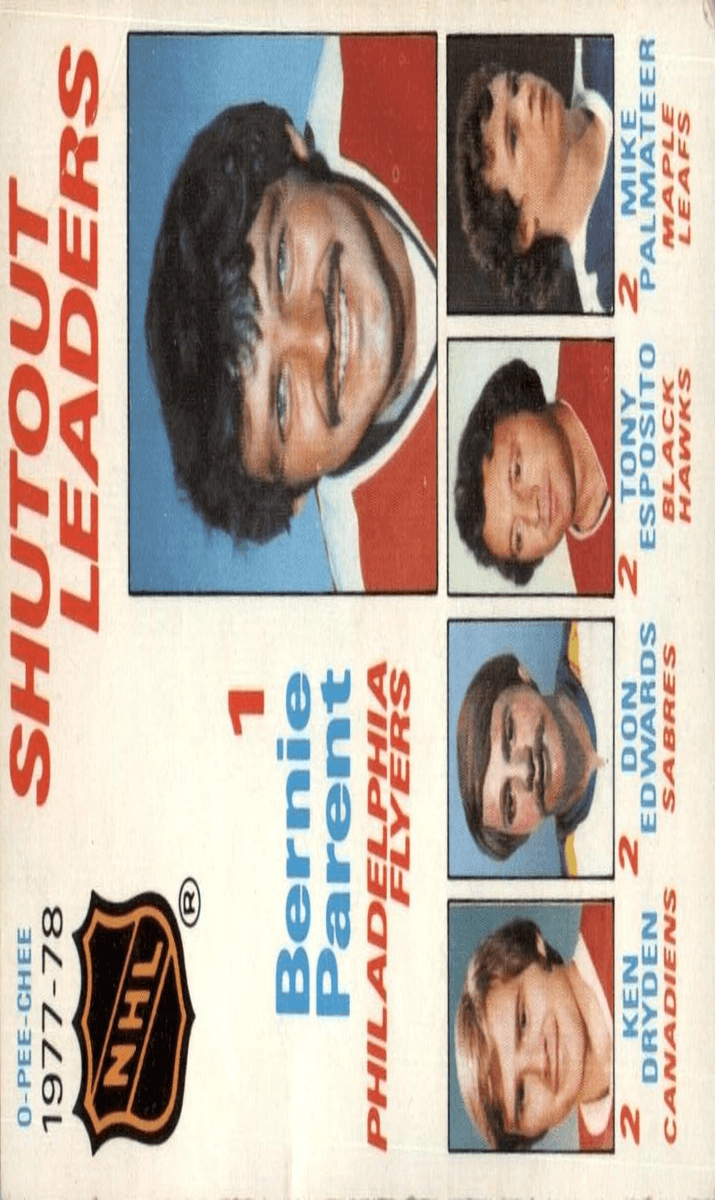 1977-78 Shutout Leaders (Bernie Parent / Ken Dryden / Don Edwards / Tony Esposito / Mike Palmateer) #70
