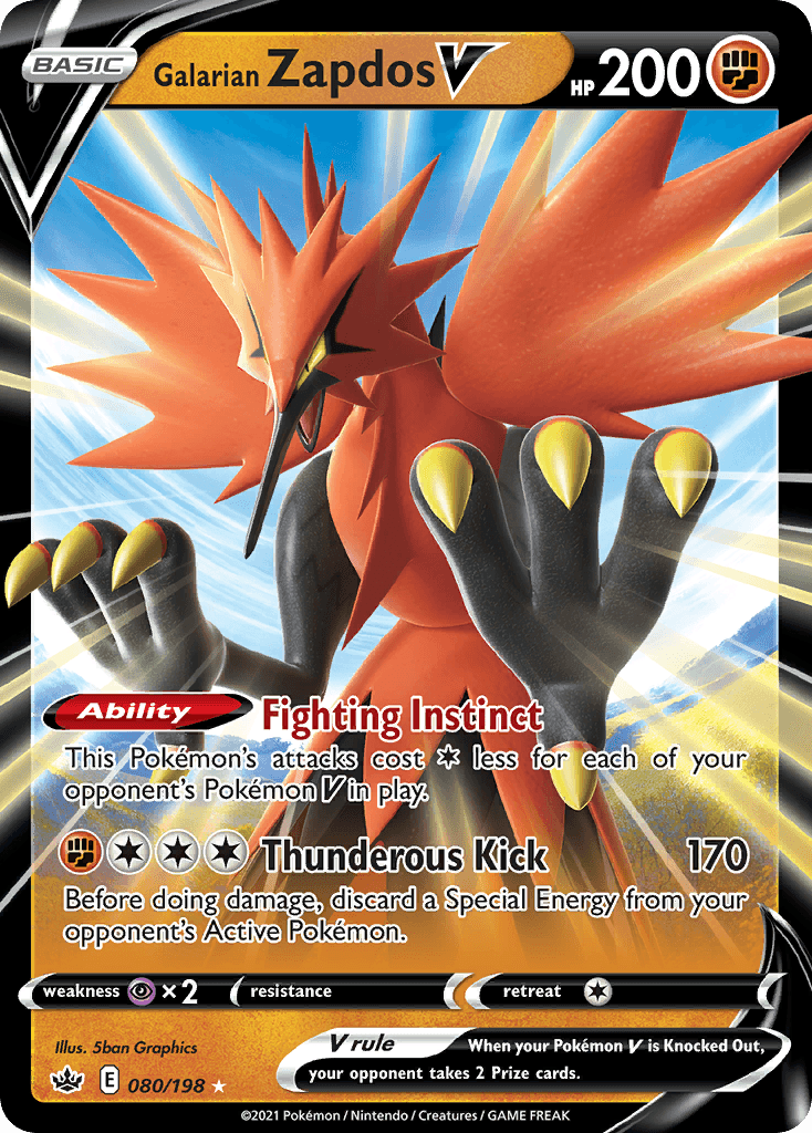 Galarian Zapdos V 2021 Pokemon Chilling Reign