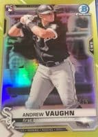 Andrew Vaughn 2021 bowman Bowman Chrome Yellow Refractor