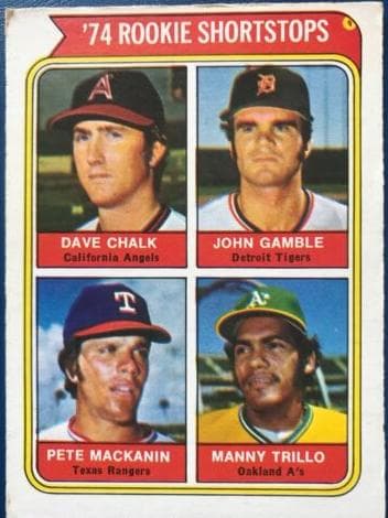 1974 Rookie Shortstops (Dave Chalk / John Gamble / Pete Mackanin / Manny Trillo) #597