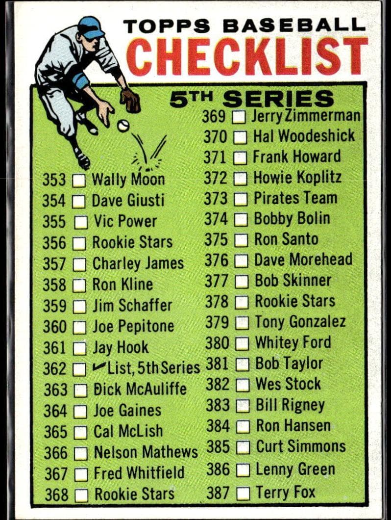 5th Series Checklist: 353-429 #362