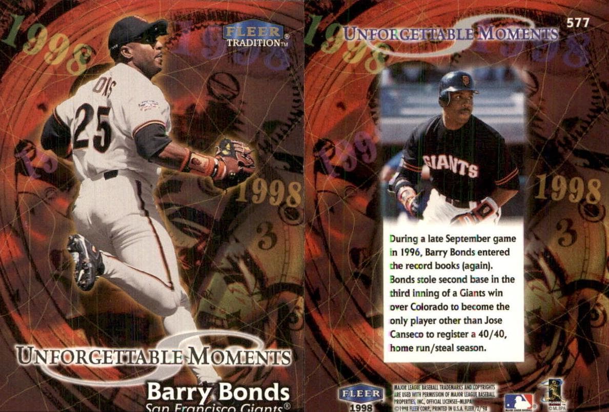 Barry Bonds 1998 fleer Fleer Tradition