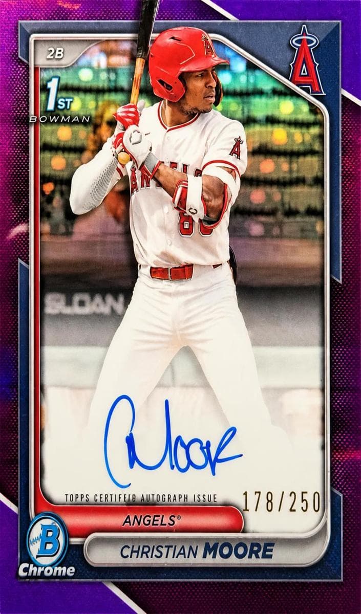 Christian Moore 2024 bowman Bowman Draft Chrome Prospect Auto (1st) example 3