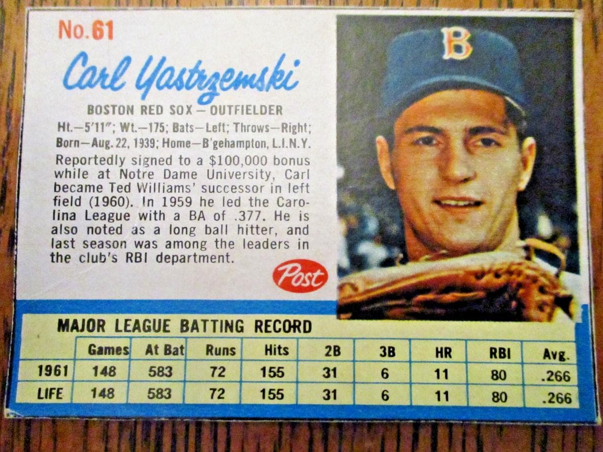 Carl Yastrzemski 1962 unknown