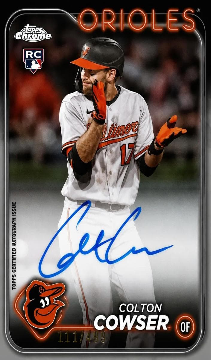 Colton Cowser 2024 topps Topps Chrome Rookie Autographs example 1