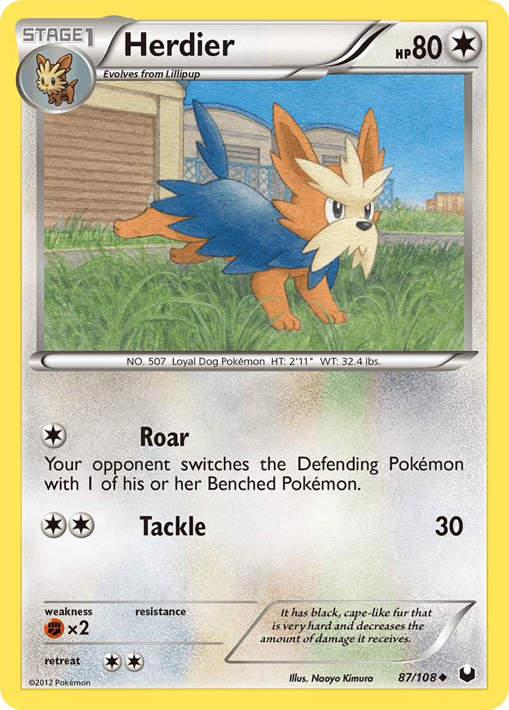 Herdier 2012 Pokemon Dark Explorers Reverse Holo