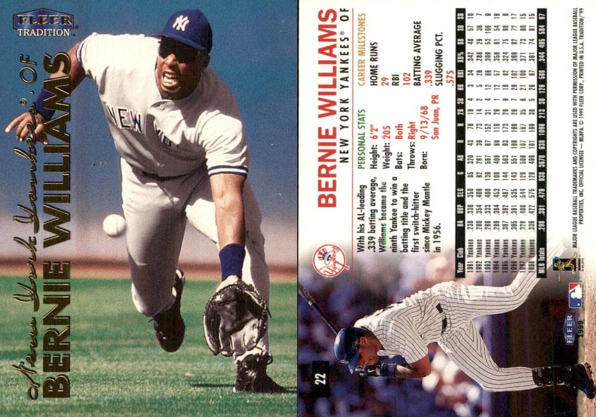 Bernie Williams 1999 fleer Fleer Tradition