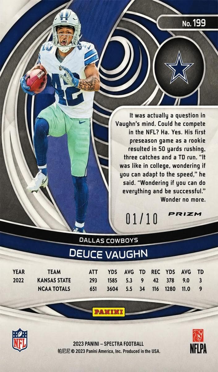 Deuce Vaughn 2023 panini Panini Spectra