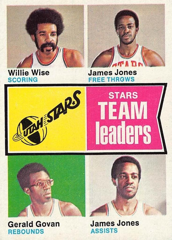 Utah Stars Team Leaders (Willie Wise / James Jones / Gerald Govan) 1974 topps Topps
