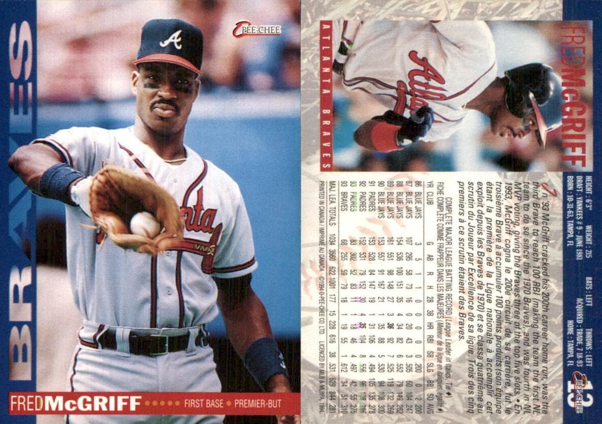 Fred McGriff 1994 topps O-Pee-Chee