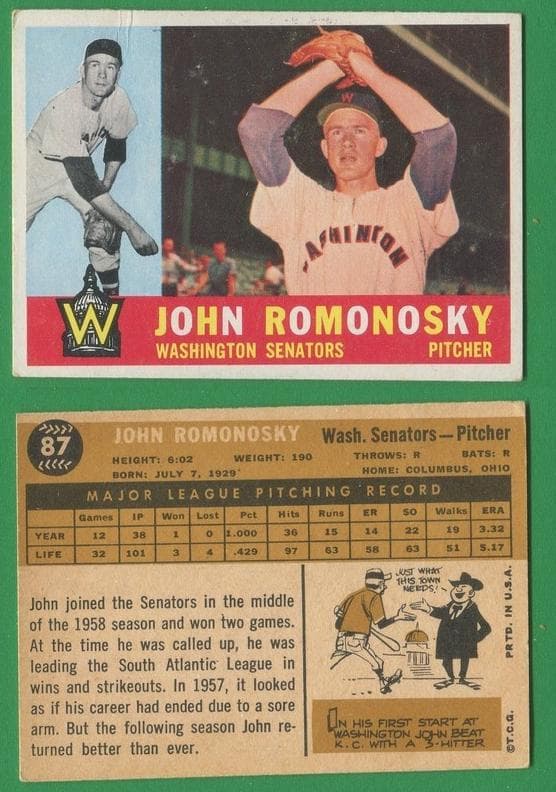 John Romonosky 1960 topps Topps