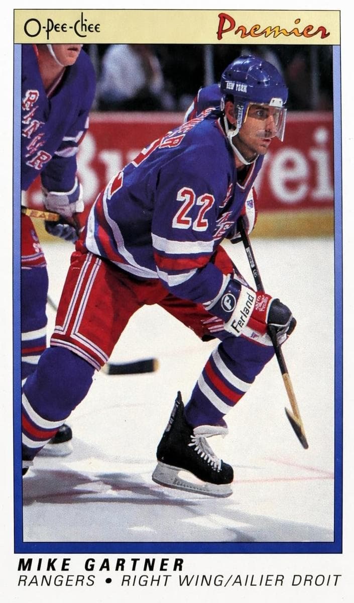 Mike Gartner 1990 topps O-Pee-Chee Premier