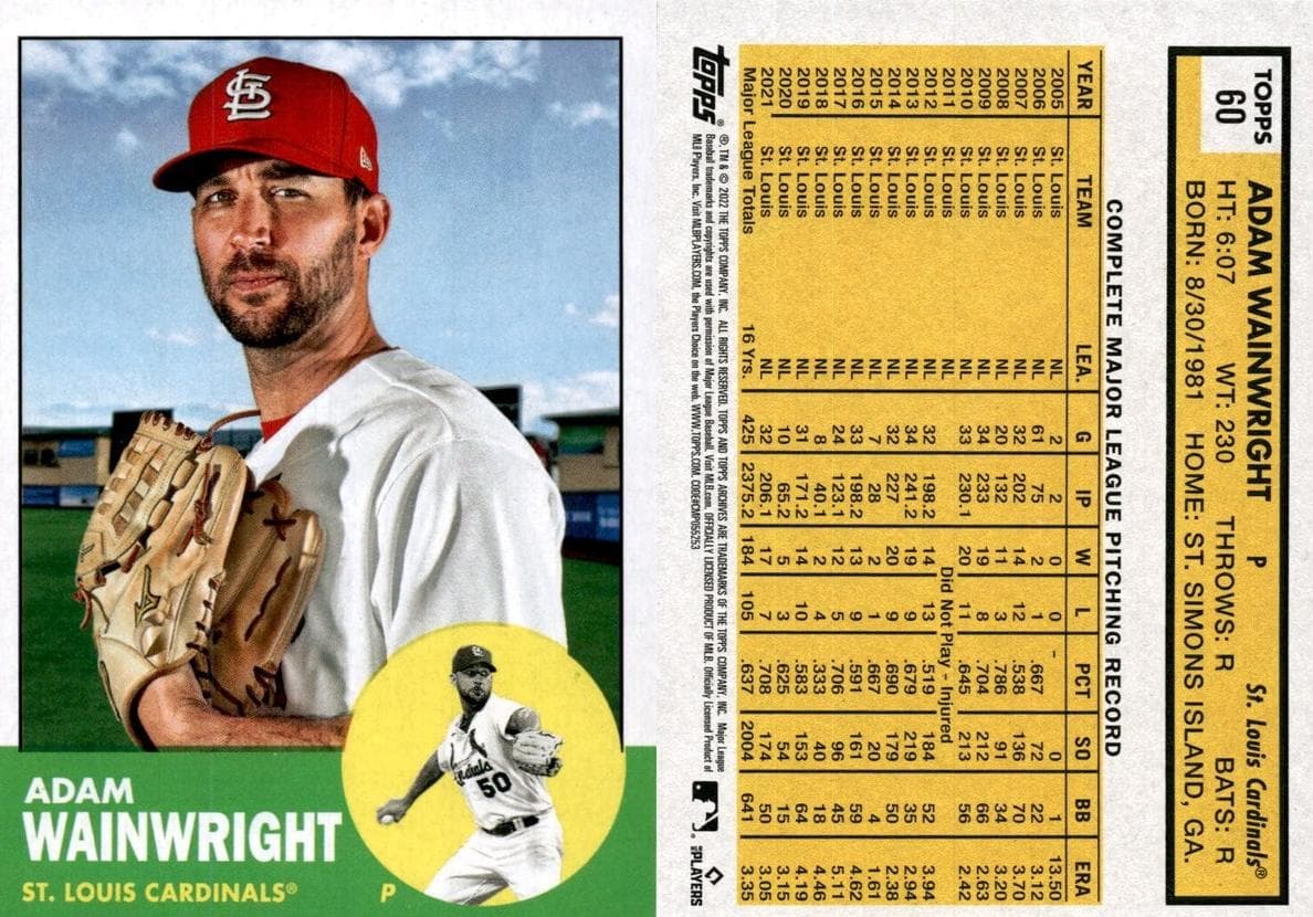 Adam Wainwright 2022 topps Topps Archives